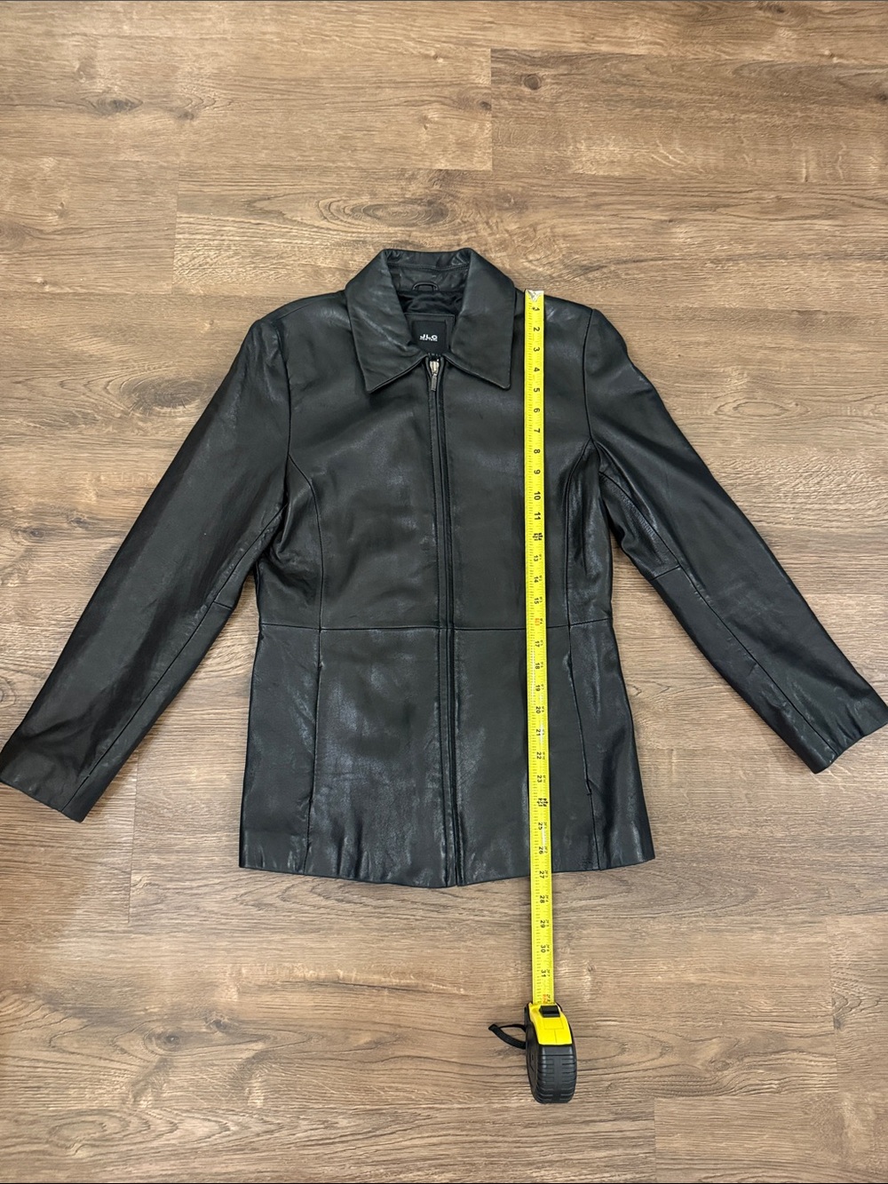 JLC New York Women's Black Leather Zip-Front Jacket Size Small